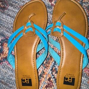 BC Footwear Tan and Blue Sandals